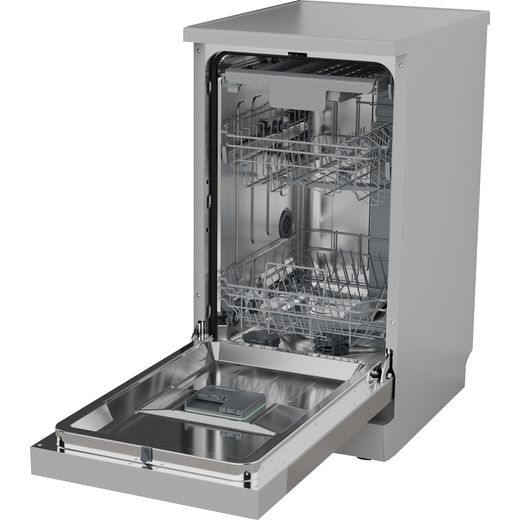 Hisense Slimline Dishwasher - Silver - left perspective door open